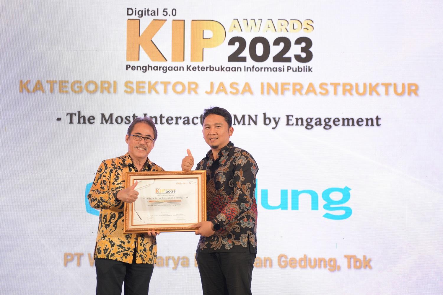 WIKA Gedung Raih Penghargaan sebagai "Most Interact BUMN By Engagement" di KIP BUMN Awards 2023
