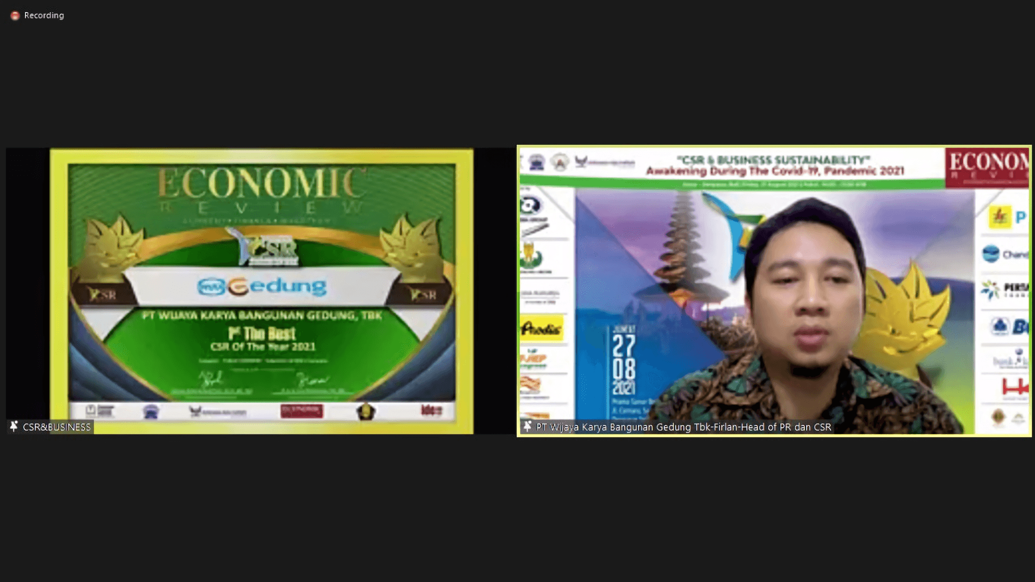 Berhasil Kelola CSR saat Pandemi, WEGE Raih Juara Pertama The Best CSR of The Year