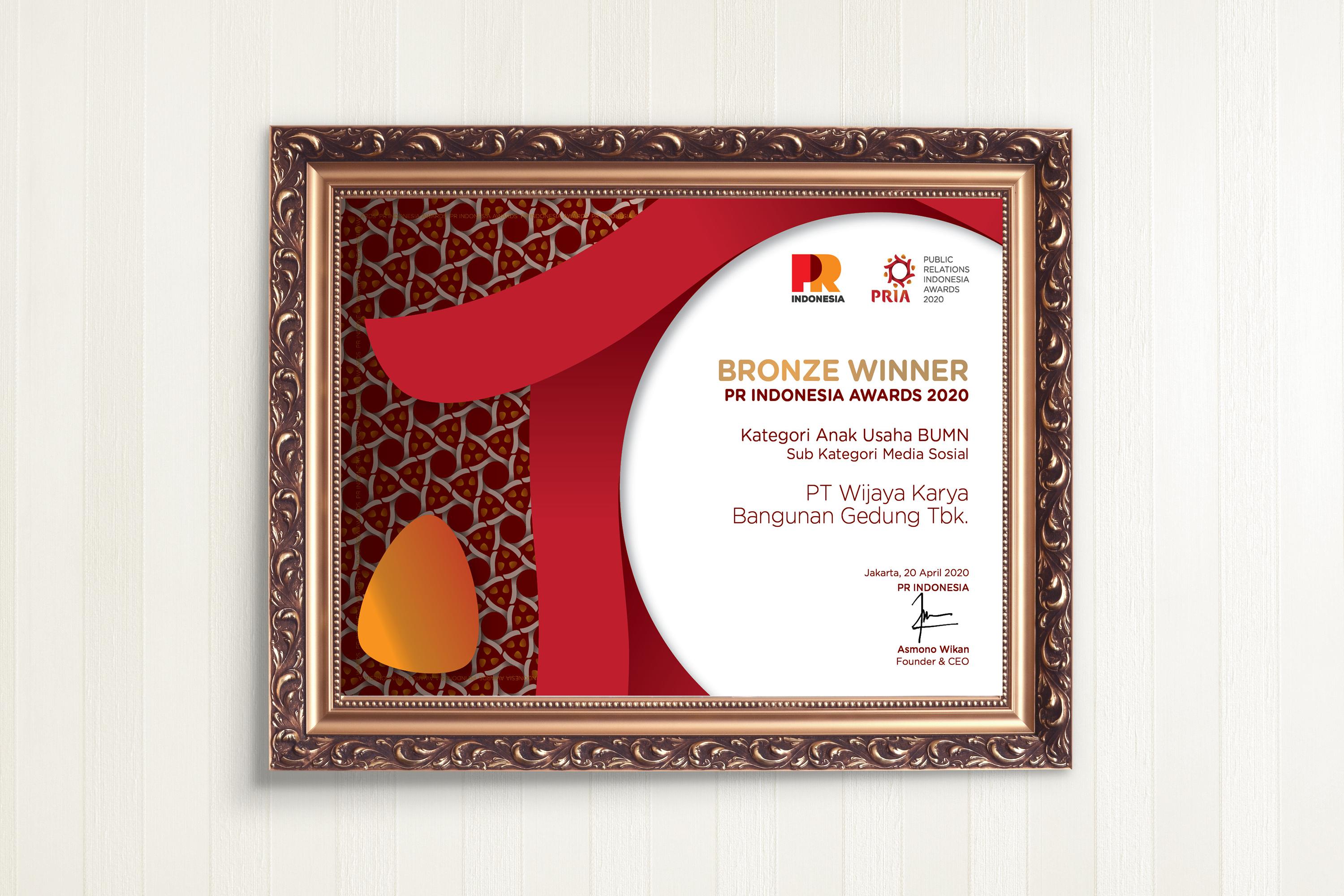 WEGE Raih Penghargaan Public Relations Indonesia Award 2020